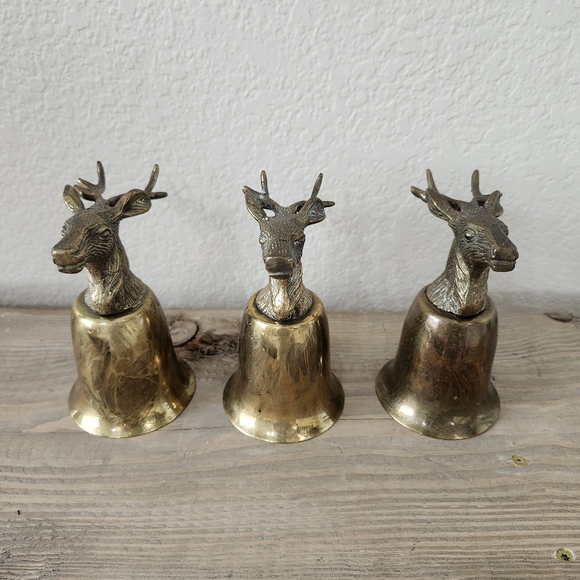 Vintage Other - Set of 3 Vintage Early 20th Century German Silverplated Brass Deer Head Goblets